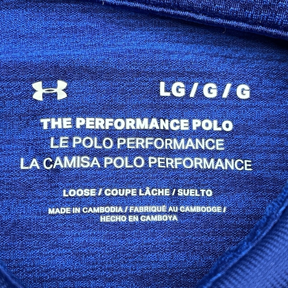 Under Armour Performance 2.0 Polo Mens L Bauhaus Blue Golf Shirt Loose Stretch - Picture 6 of 8